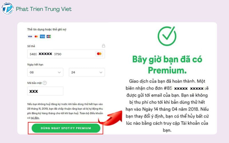 Cách đăng ký Spotify Premium bằng thẻ Mastercard bước 2